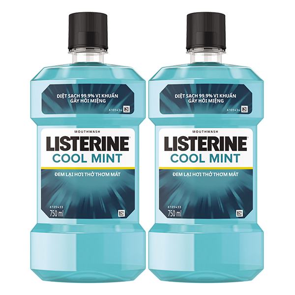Lô 2 Nước Súc Miệng Listerine Coolmint 750Ml