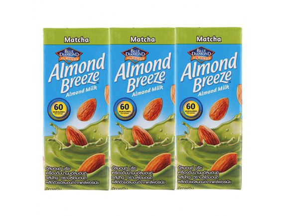Lốc 3 Sữa Hạnh Nhân Almond Breeze Trà Xanh Hộp 180Ml