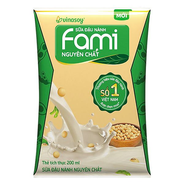 Sữa Đậu Nành Fami Nguyên Chất Bịch 200Ml