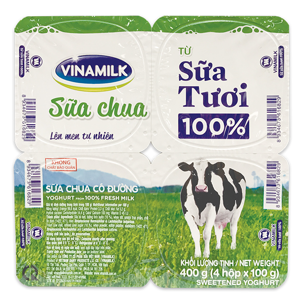 Lốc 4 Sữa Chua Ăn Vinamilk 100% Sữa Tươi 100G