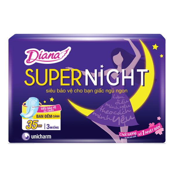 Băng Vệ Sinh Diana Super Night 35Cm Gói 3 Miếng
