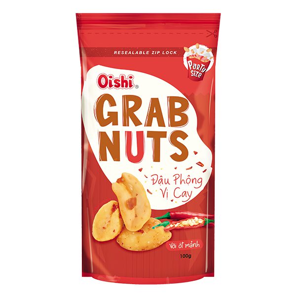 Đậu Phộng Oishi Grab Nuts Vị Cay Gói 100G 