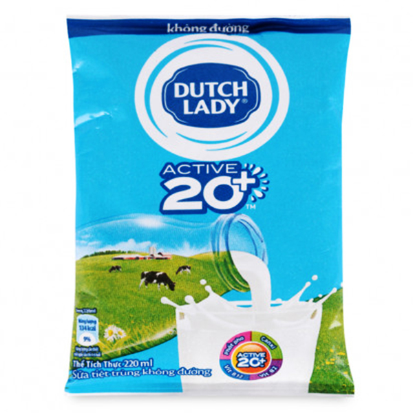 Sữa Tiệt Trùng Dutch Lady Không Đường Bịch 220Ml
