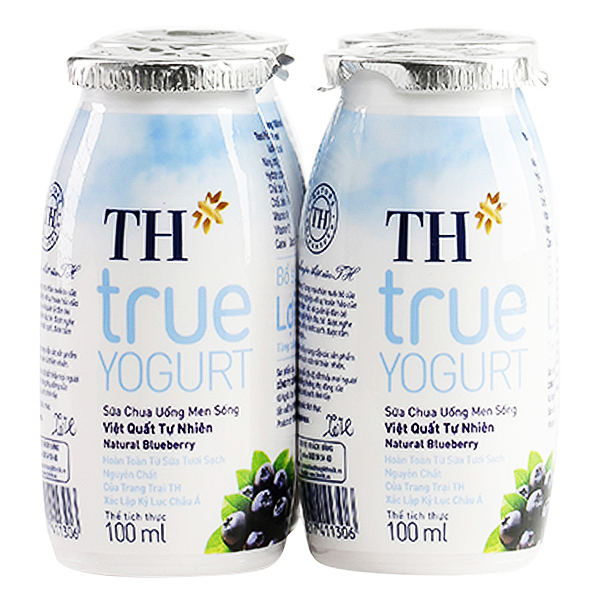 Lốc 4 Sữa Chua Uống TH True Yogurt Việt Quất 100Ml
